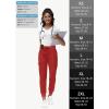 imageHigh Waisted Jogger Style Scrub Pants for Women  8 Pockets Medical Bottoms Tapered Yoga Waistband Ribbed Ankle CuffsRed
