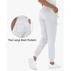 imageHigh Waisted Jogger Style Scrub Pants for Women  8 Pockets Medical Bottoms Tapered Yoga Waistband Ribbed Ankle CuffsWhite