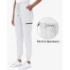 imageHigh Waisted Jogger Style Scrub Pants for Women  8 Pockets Medical Bottoms Tapered Yoga Waistband Ribbed Ankle CuffsWhite