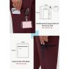 imageHigh Waisted Jogger Style Scrub Pants for Women  8 Pockets Medical Bottoms Tapered Yoga Waistband Ribbed Ankle CuffsWine