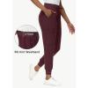 imageHigh Waisted Jogger Style Scrub Pants for Women  8 Pockets Medical Bottoms Tapered Yoga Waistband Ribbed Ankle CuffsWine