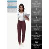 imageHigh Waisted Jogger Style Scrub Pants for Women  8 Pockets Medical Bottoms Tapered Yoga Waistband Ribbed Ankle CuffsWine