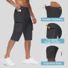 imageMens 15quot Long Shorts Below Knee Capri Hiking Casual Cargo Short Zippers Pockets Quick Dry Lightweight Water ResistantBlack