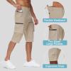imageMens 15quot Long Shorts Below Knee Capri Hiking Casual Cargo Short Zippers Pockets Quick Dry Lightweight Water ResistantKhaki