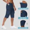 imageMens 15quot Long Shorts Below Knee Capri Hiking Casual Cargo Short Zippers Pockets Quick Dry Lightweight Water ResistantNavy Blue