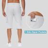 imageMens 15quot Long Shorts Below Knee Capri Hiking Casual Cargo Short Zippers Pockets Quick Dry Lightweight Water ResistantWhite