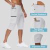 imageMens 15quot Long Shorts Below Knee Capri Hiking Casual Cargo Short Zippers Pockets Quick Dry Lightweight Water ResistantWhite