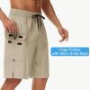 imageMens 9quot Swim Trunks No Liner  Quick Dry Long Board Shorts Bathing Suit Surf Beach Shorts with Zipper Pockets UPF50Khaki