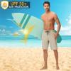 imageMens 9quot Swim Trunks No Liner  Quick Dry Long Board Shorts Bathing Suit Surf Beach Shorts with Zipper Pockets UPF50Khaki