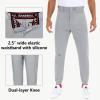 imageMens Utility Baseball Pants  Tapered Jogger Fit Adult Training Tweeners Pants DualLayer KneesLight Grey