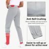 imageMens Utility Baseball Pants  Tapered Jogger Fit Adult Training Tweeners Pants DualLayer KneesLight Grey