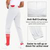imageMens Utility Baseball Pants  Tapered Jogger Fit Adult Training Tweeners Pants DualLayer KneesWhite