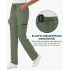 imageStraight Leg Scrub Pants for Women with 8 Pockets High Rise Modern Classic Fit Cargo Scrub Bottom Elastic Waist MedicalOlive Green
