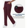 imageStraight Leg Scrub Pants for Women with 8 Pockets High Rise Modern Classic Fit Cargo Scrub Bottom Elastic Waist MedicalWine