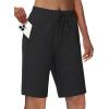 imageWomens 10quot Cotton Bermuda Shorts  Jersey Long Sweat Knee Length Athletic Lounge Walking Summer Shorts with Zip PocketBlack