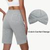imageWomens 10quot Cotton Bermuda Shorts  Jersey Long Sweat Knee Length Athletic Lounge Walking Summer Shorts with Zip PocketGrey