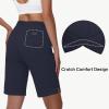 imageWomens 10quot Cotton Bermuda Shorts  Jersey Long Sweat Knee Length Athletic Lounge Walking Summer Shorts with Zip PocketNavy