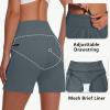 imageWomens 5quot Swim Shorts  Tummy Control High Waisted Loose Fitting with Zipper Pocket Liner Quick Dry Bottom UPF50Grey