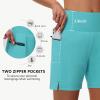 imageWomens 5quot Swim Shorts  Tummy Control High Waisted Loose Fitting with Zipper Pocket Liner Quick Dry Bottom UPF50Lake Green