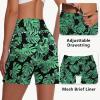 imageWomens 5quot Swim Shorts  Tummy Control High Waisted Loose Fitting with Zipper Pocket Liner Quick Dry Bottom UPF50Leaf