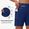 imageWomens 5quot Swim Shorts  Tummy Control High Waisted Loose Fitting with Zipper Pocket Liner Quick Dry Bottom UPF50Navy