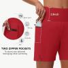 imageWomens 5quot Swim Shorts  Tummy Control High Waisted Loose Fitting with Zipper Pocket Liner Quick Dry Bottom UPF50Red