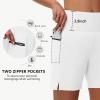 imageWomens 5quot Swim Shorts  Tummy Control High Waisted Loose Fitting with Zipper Pocket Liner Quick Dry Bottom UPF50White