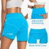imageWomens 5quot Swim Shorts Tummy Control Quick Dry Swimsuit Bottom High Waist Loose Fitting with Zipper Pocket Liner UPF50Azure Blue