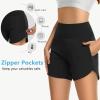 imageWomens 5quot Swim Shorts Tummy Control Quick Dry Swimsuit Bottom High Waist Loose Fitting with Zipper Pocket Liner UPF50Black