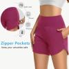 imageWomens 5quot Swim Shorts Tummy Control Quick Dry Swimsuit Bottom High Waist Loose Fitting with Zipper Pocket Liner UPF50Fuchsia