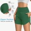 imageWomens 5quot Swim Shorts Tummy Control Quick Dry Swimsuit Bottom High Waist Loose Fitting with Zipper Pocket Liner UPF50Green