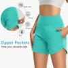 imageWomens 5quot Swim Shorts Tummy Control Quick Dry Swimsuit Bottom High Waist Loose Fitting with Zipper Pocket Liner UPF50Lake Green
