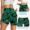 imageWomens 5quot Swim Shorts Tummy Control Quick Dry Swimsuit Bottom High Waist Loose Fitting with Zipper Pocket Liner UPF50Leaf