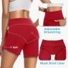 imageWomens 5quot Swim Shorts Tummy Control Quick Dry Swimsuit Bottom High Waist Loose Fitting with Zipper Pocket Liner UPF50Red