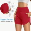 imageWomens 5quot Swim Shorts Tummy Control Quick Dry Swimsuit Bottom High Waist Loose Fitting with Zipper Pocket Liner UPF50Red