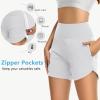 imageWomens 5quot Swim Shorts Tummy Control Quick Dry Swimsuit Bottom High Waist Loose Fitting with Zipper Pocket Liner UPF50White