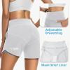 imageWomens 5quot Swim Shorts Tummy Control Quick Dry Swimsuit Bottom High Waist Loose Fitting with Zipper Pocket Liner UPF50White