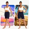 imageWomens 7quot Long Swim Board Shorts  High Waisted Quick Dry Beach Swimming Swimsuit Bottom with Liner Zip Pockets UPF5002navy