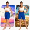 imageWomens 7quot Long Swim Board Shorts  High Waisted Quick Dry Beach Swimming Swimsuit Bottom with Liner Zip Pockets UPF5003roya Blue