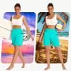 imageWomens 7quot Long Swim Board Shorts  High Waisted Quick Dry Beach Swimming Swimsuit Bottom with Liner Zip Pockets UPF5004lake Grenn