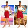 imageWomens 7quot Long Swim Board Shorts  High Waisted Quick Dry Beach Swimming Swimsuit Bottom with Liner Zip Pockets UPF5007red