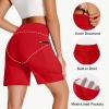 imageWomens 7quot Long Swim Board Shorts  High Waisted Quick Dry Beach Swimming Swimsuit Bottom with Liner Zip Pockets UPF5007red