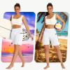imageWomens 7quot Long Swim Board Shorts  High Waisted Quick Dry Beach Swimming Swimsuit Bottom with Liner Zip Pockets UPF5008white