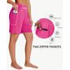 imageWomens 7quot Long Swim Board Shorts  High Waisted Quick Dry Beach Swimming Swimsuit Bottom with Liner Zip Pockets UPF5009pink
