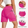 imageWomens 7quot Long Swim Board Shorts  High Waisted Quick Dry Beach Swimming Swimsuit Bottom with Liner Zip Pockets UPF5009pink