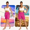 imageWomens 7quot Long Swim Board Shorts  High Waisted Quick Dry Beach Swimming Swimsuit Bottom with Liner Zip Pockets UPF5009pink