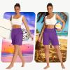 imageWomens 7quot Long Swim Board Shorts  High Waisted Quick Dry Beach Swimming Swimsuit Bottom with Liner Zip Pockets UPF5012dark Purple