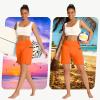 imageWomens 7quot Long Swim Board Shorts  High Waisted Quick Dry Beach Swimming Swimsuit Bottom with Liner Zip Pockets UPF5014orange