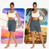 imageWomens 7quot Long Swim Board Shorts  High Waisted Quick Dry Beach Swimming Swimsuit Bottom with Liner Zip Pockets UPF5015grey