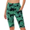 imageWomens High Waisted Long Swim Shorts  57912quot Tummy Control Swim Board Capris Bottoms Swimwear with Liner07leaf